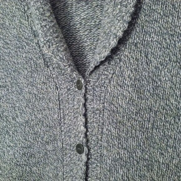 Vintage 80s Talbots Cardigan Sweater Lady-L Wool Scallop Shawl-Collar Olive - Picture 5 of 9